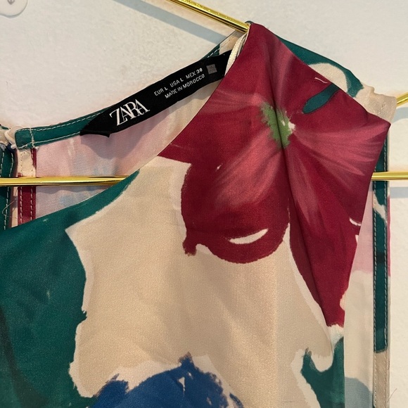 Zara Long Floral Satin Wide-Leg Jumpsuit Size Large - Picture 4 of 9